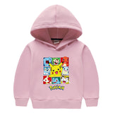 Children Pokemon Pikachu Hoodie Hooded Hoodie Fleece-Lined