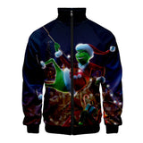 Grinch Hoodie 3D Printed Stand Collar Zipper Sweater for Men and Women