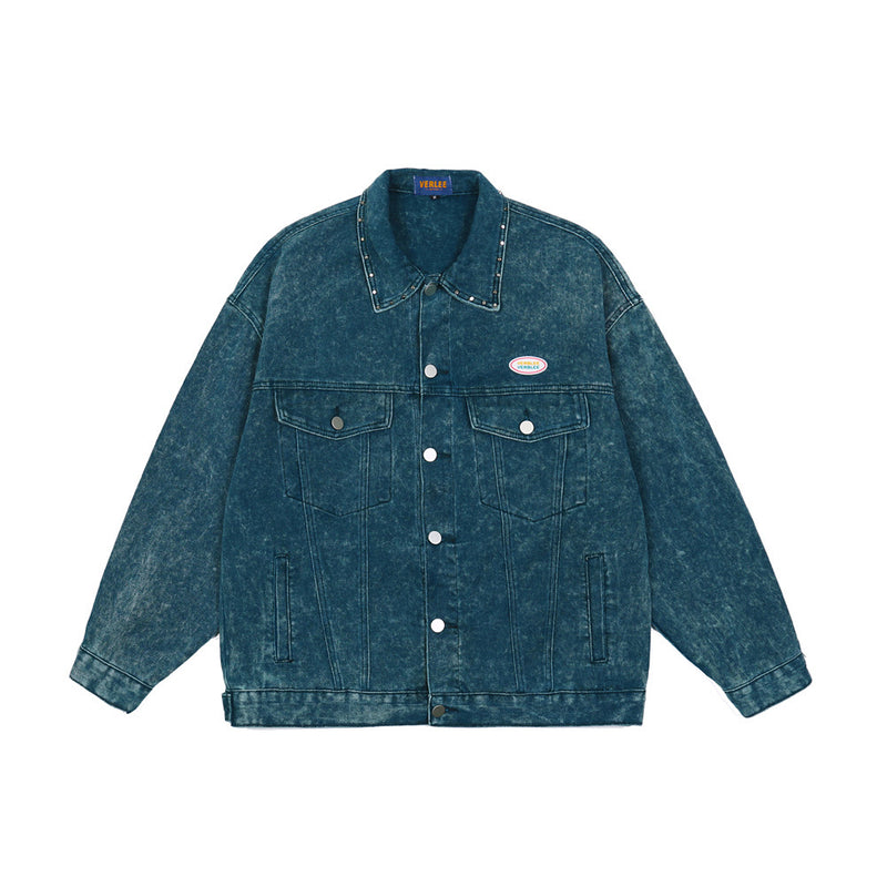 Men Denim Coat Jean Jackets Washed Do the Old Cowboy Coat Men Harajuku Style Loose Lapels Denim Clothes Jacket
