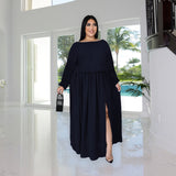 Nina Parker plus Size Dresses Slit Loose Casual Dress Set