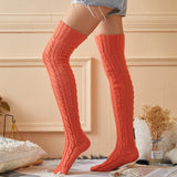 Winter Chunky Cable Thick Knit Thigh High Socks Long Stockings Boot Autumn and Winter Knitting Jacquard Stockings