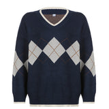 Preppy Aesthetic Sweater Female Fashion V-neck Pullover Sweater Sweet and Loose Casual