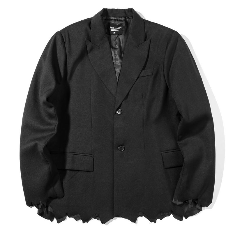 Men's Casual Suit Man Blzer Irregular Hem Casual Suit Jacket Loose Lapels Single-Breasted Small Suit