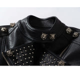 Women Leather Jacket Biker Motorcycle Coat Large Size Leather Jacket Women's Spring and Autumn Jacket Slim-Fit Leather Coat