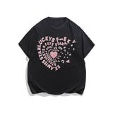 Men T-Shirt Summer Letter Heart Printing round Neck T-shirt