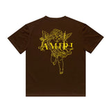 Amiri T Shirt Angel Sketch Printed Casual Hip Hop Short Sleeve T-shirt