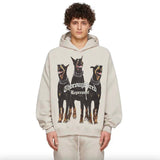 Present Thoroughbred Doberman Dog Print Hoodie Hip Hop Vintage Printing plus Velvet Hoodie Fog