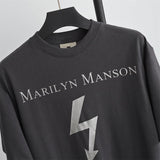 Marilyn Manson T Shirt Vintage Vintage Lightning Print Short Sleeve Loose Casual Men and Women