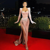 Winter Formal Dresses Slim-Fit High Waist Gloves Dress