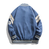 Baby Blue Varsity Jacket Spring Leisure Coat Loose Baseball Uniform