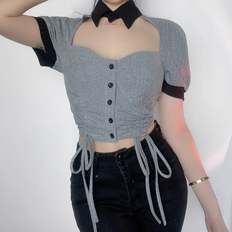 Preppy Aesthetic Sweater Hollow-out Short Sexy Knitwear