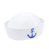 Sailor Hat Dome White Flanging Skullcap Curling Blue Stripe Beanie Yacht Captain Hat
