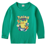 Children Pokemon Pikachu Hoodie Cotton T-shirt Crew Neck