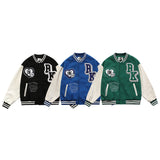 Green Varsity Jacket Blackair Autumn and Winter Campus Jacket Color Matching Sleeve Towel Embroidery Armband Unisex Baseball Uniform