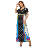 Muslim Women Stylish Kashibo Abaya Muslim Ladies Long Gown Islamic Clothing Jilbab Jalabiya Short Sleeve Maxi Dress Plus Size Loose Big Hem Robe