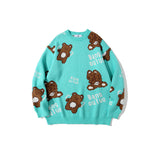 Mens Fall Outfits Vintage Leopard Print Sweater Men's and Women's Loose Couple Pullover Knitwear Coat