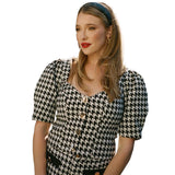 Music Festivals Rave Outfits Girls Tops Summer Women's Fashion Plaid Short Sleeve T-shirt