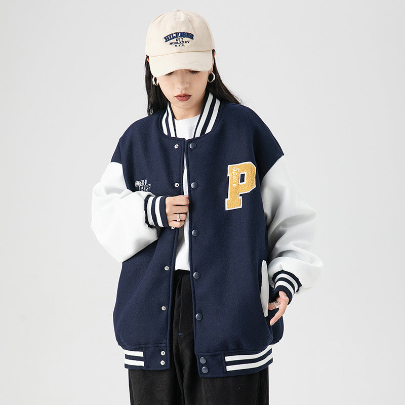 Varsity Jacket Vintage Fall Men's Jackets Campus Towel Embroidery Decorative Letters Casual Baseball Uniform