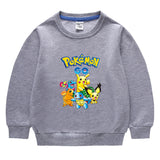 Children Pokemon Pikachu Hoodie Spring and Autumn Solid Color Hoodie Cotton
