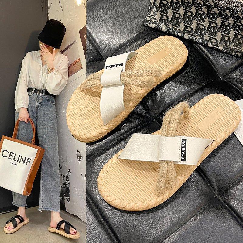 Women Open Toe Sandals Flats Large Size Flat Bottom Flip-Flops Casual Sandals
