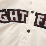 Beige Varsity Jacket Letter Embroidery Quilted Jacket Men Loose Street Stand Collar Baseball Uniform Cotton Coat Jacket