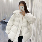 Women Winter Coats Puffer Jacket Down Coat Winter Slim Slimming Profile Drawstring White Duck Down Coat