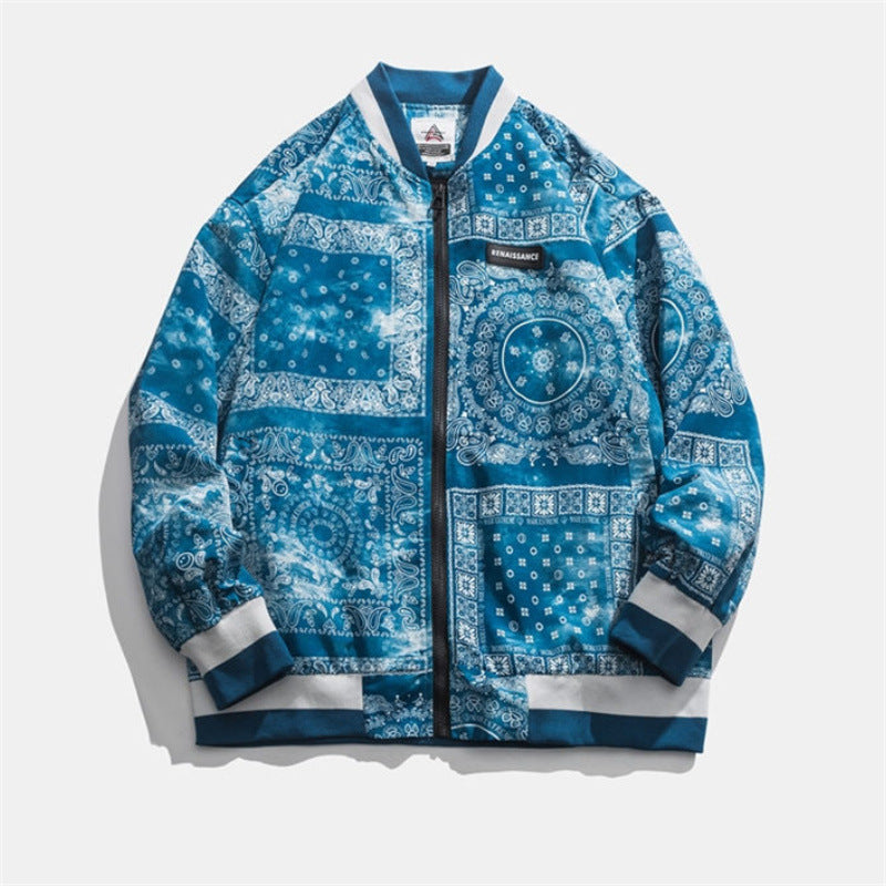 Baby Blue Varsity Jacket Spring Men's Jacket Printed Baseball Uniform