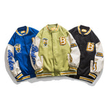 Baby Blue Varsity Jacket Spring Baseball Uniform Stitching Loose Lapel Jacket for Men