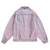 Men Denim Coat Jean Jackets Washed Distressed Tie-Dyed Denim Jacket Men Harajuku Style Loose Lapels Jacket Vintage Denim Jacket