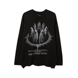 Mens Fall Outfits Vintage Printed Pullover Ripped Men's Niche Top Couple