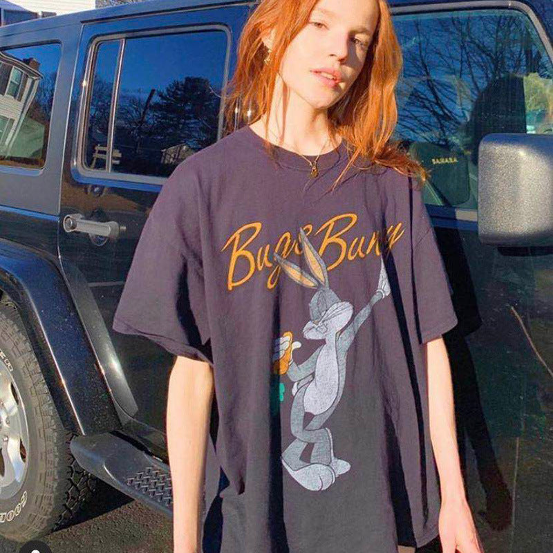 Bugs Bunny Shirt Printed Short-Sleeved Cotton T-shirt Loose