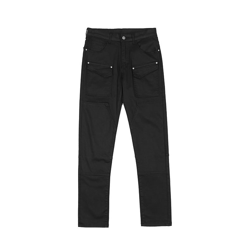 Mens Fall Outfits Pants Men's Multi-Bag Jeans Retro Slimming Straight Loose Casual Dad Pants