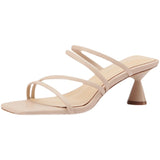 Nude Block Heel Peep Toe Stiletto Sandals