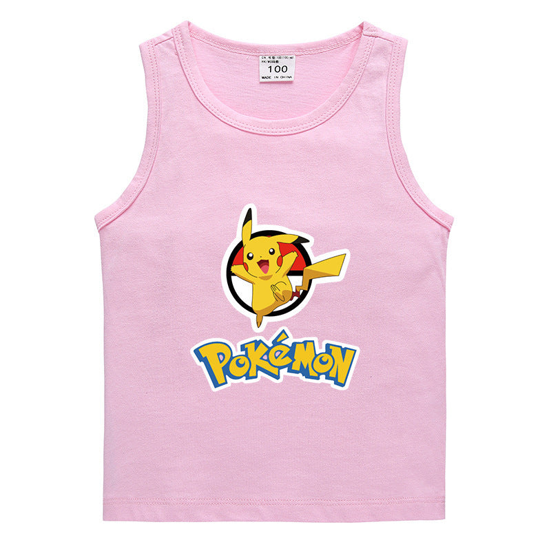 Children Pokemon Pikachu T Shirt Cotton Leisure Sports Sweat-Absorbent Short Sleeve