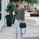 Women Fall Outfits Autumn and Winter V-neck Sexy off-the-Shoulder Top Female