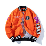 Orange Varsity Jacket Baseball Uniform Men's Spring Thin Hooded Hiphop Couple Coat Jacket