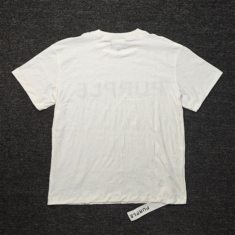 Purple Brand T Shirts Casual Short Sleeve Loose round Neck Letter White T-shirt