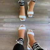 Women Open Toe Sandals Flats Plus Size Cross Flat Casual Round Toe Summer Women's Shoes