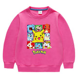 Children Pokemon Pikachu Hoodie round Neck Sweater Cotton Neutral