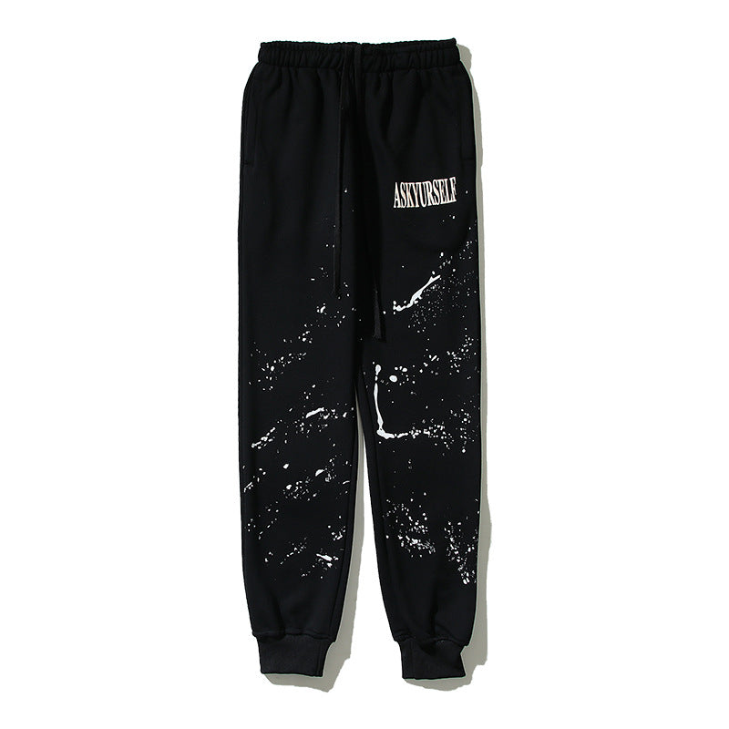 Kanye West Sunday Service Pant 3D Relief Splash-Ink Distressed Close up Ankle-Tied Terry Shorts
