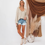 Women Fall Outfits Autumn and Winter Fashion Large V-neck Loose Slimming Sweater Pullover Sweater