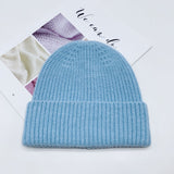 Toboggan Hat Autumn and Winter Knitted Hat Pure Color Warm Keeping Sleeve Cap