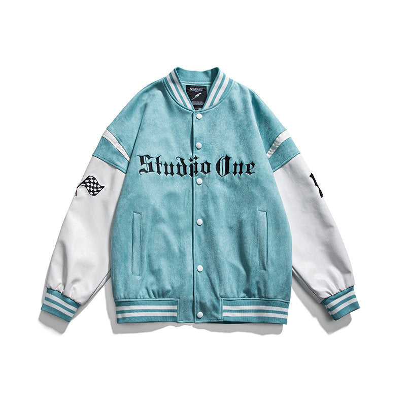 Baby Blue Varsity Jacket Men's Casual Jacket Casual Jacket