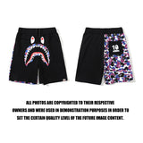 WGM Closing Summer Color Matching Shark Head Letter Camouflage Shorts