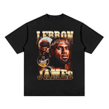LeBron James Shirt LeBron James Printed Short-Sleeved T-shirt Vintage Sports Heavy Weight