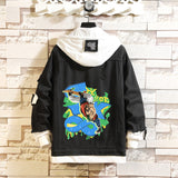 Comic Denim Jacket Men's and Women's Fashion Large Size Coat