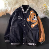 Cream Color Varsity Jacket Oversize Corduroy Baseball Uniform Coat