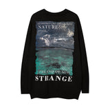 Mens Fall Outfits Loose Sweater Men's West Coast Hip Hop Print Sweater