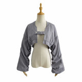 Women Fall Fall Two-Color Jacket Coat Sleeve Pleated Loose Top