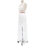 Women Lace Wedding Dress Summer Pure Color Temperament Printed Short Lace